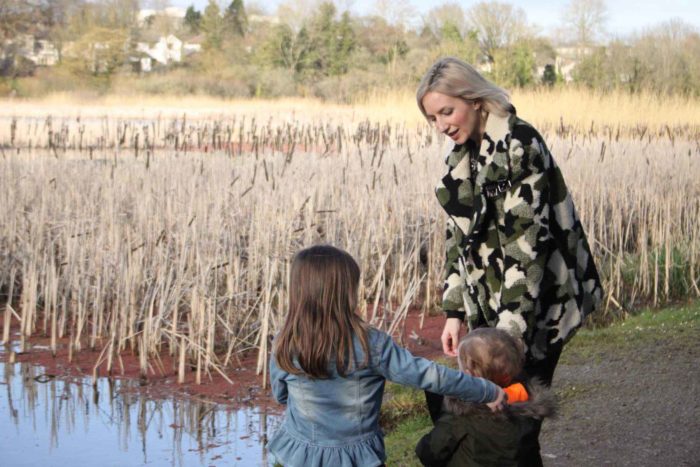 Olivia and children pictured at Westfields Wetlands